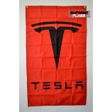 Tesla flag banner 3x5 ft EV wall Garaje para automóviles vertical Rojo