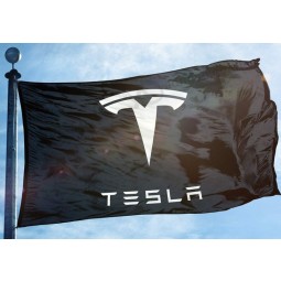 Tesla Flag Banner 3x5 ft EV Wall Car Garage Black