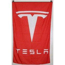 Tesla Banner 3x5Ft Red Flag Man Cave with high quality