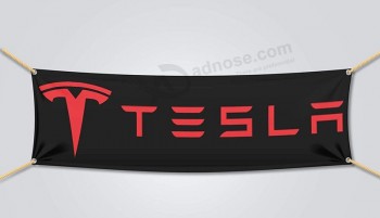 brandneue Tesla Banner Flagge Autowerkstatt schwarz (18x58 in)