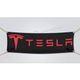 gloednieuwe tesla banner vlag autogarage zwart (18x58 in)