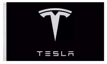 zwarte tesla motoren logo 3x5 vlag, banner, accessoire model 3 model X model S