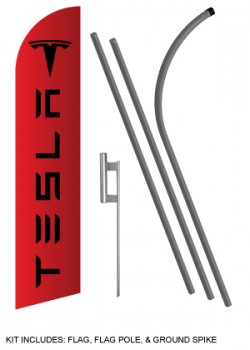 Tesla Super Flag Kit (schwarzer Schriftzug)