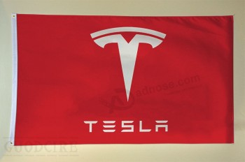 Bandera de Tesla de alta calidad de menta 3 'x 5' de un lado con arandelas, modelo S, roadster