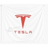 Großhandel benutzerdefinierte hochwertige Tesla Red Logo Wandteppich