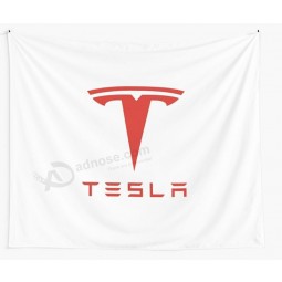 Vente en gros personnalisé de haute qualité Tesla Red Logo Wall Tapestry