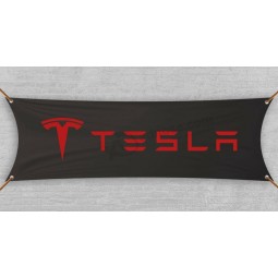 Tesla Flag Banner Garage Black Model S Car Model 3 Premium Car 18x58 in