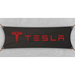 tesla flag banner garage schwarz model S Automodell 3 premium Car 18x58 in