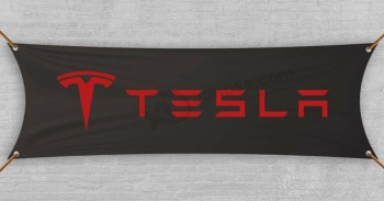 tesla vlag banner garage zwart model S Auto model 3 premium auto 18x58 in