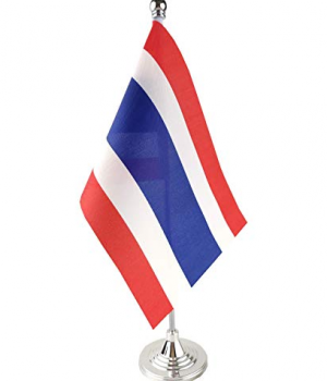 wholesale polyester Thailand desk flag with metal stand