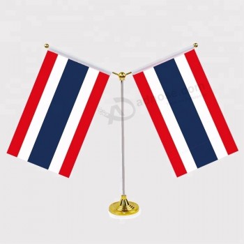 Deux drapeaux décoratif thaïlandais thaïlande Table Drapeau avec base