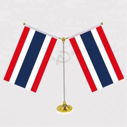 Two Flags Decorative Thai Thailand Table Top Flag with Base