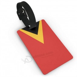 Drapeau du Timor-Leste PVC Étiquettes de bagages avec cuirBracelet Étiquettes de valise Accessoires de sac de voyage Impression délicate