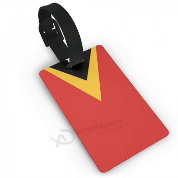 timor-leste flag PVC-Kofferanhänger mit Lederband Kofferetiketten Reisetaschen-Zubehör Schonender Druck
