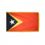East Timor Flag - Nylon - Indoor w/ Polehem & Fringe - 3' x 5'