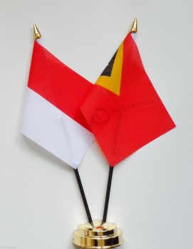 Indonésie & Timor-Leste (Timor oriental) Double Friendship Table Flag Set