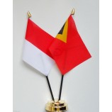 Indonesia & Timor-Leste (East Timor) Double Friendship Table Flag Set