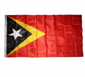 Impressão de seda poliéster pendurado timor-leste bandeira nacional todo o tamanho país bandeira personalizada