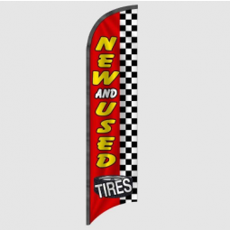 New and Used Tires Checkered Feather Flag