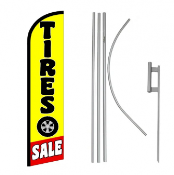 타이어 판매 (빨간색 및 노란색) windless 배너 플래그 및 폴 키트
