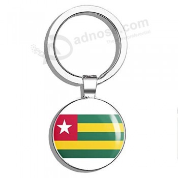 Drapeau du Togo Double face en acier inoxydable porte-clés porte-clés porte-chaîne Car/Key Finder