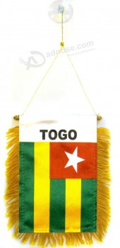 Togo Mini Banner 6'' x 4'' - Togolese Pennant 15 x 10 cm - Mini Banners 4x6 inch Suction Cup Hanger