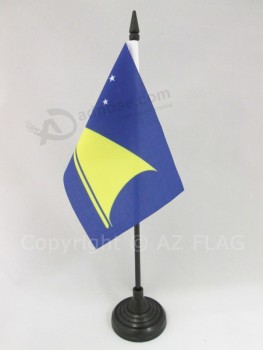 TOKELAU TABLE FLAG 4'' x 6'' - NEW ZEALAND DESK FLAG 15 x 10 cm - Black plastic