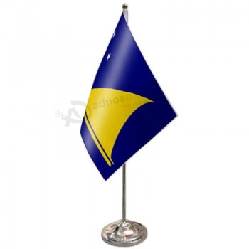 Nova zelândia tokelau acetinado & chrome premium table flag