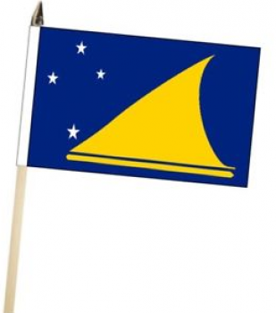 Флаг полиэстера Токелау, размахивая рукой, с деревянным шестом