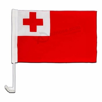 Fábrica por atacado OEM e ODM 12x18 polegadas poliéster país nacional janela lateral do carro tonga bandeira do carro