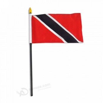 Venta caliente bandera de palos de trinidad y tobago bandera nacional de 10x15 cm tamaño ondeando la bandera