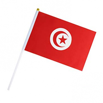 bandeiras de poliéster Tunísia mão com pólo plástico