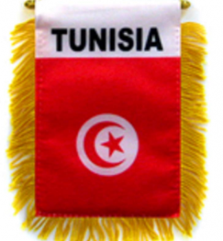 poliéster túnez bandera nacional de espejo colgante para automóvil