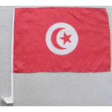 플라스틱 극을 가진 뜨개질을 한 폴리 에스테 튀니지 국가 차 깃발