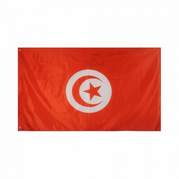 Bandera nacional de poliéster cosida doble de la bandera de Túnez