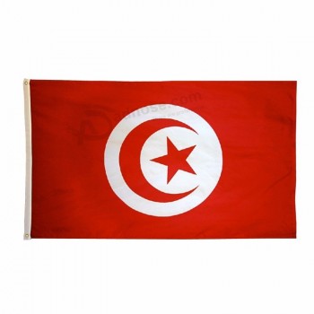 Venta caliente impresión de poliéster colgante bandera de túnez bandera nacional del país