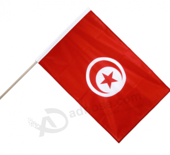Silk screen print Tunisia hand waving national flag