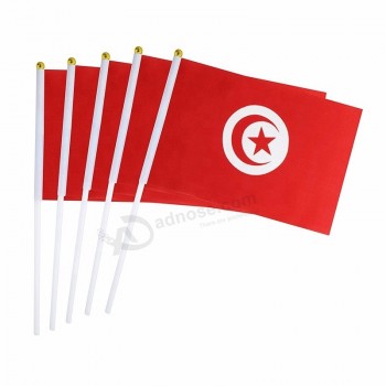 boa qualidade tunísia mão bandeira de ondulação para torcer