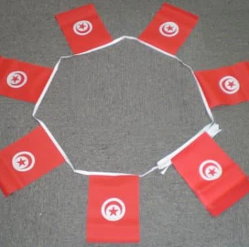 Promoção de esportes de futebol 75D poliéster mini tunísia bandeira bunting