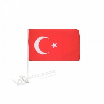 maat 12inc x 18 cm turkije vlag met plastic paal