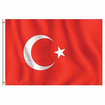 2019 Turquie National Drapeau 3x5 FT 90X150CM Bannière 100D Polyester Drapeau personnalisé métal oeillet