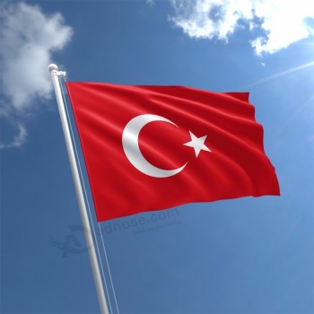 Venda quente 3x5ft grande poliéster impressão turquia bandeira do país