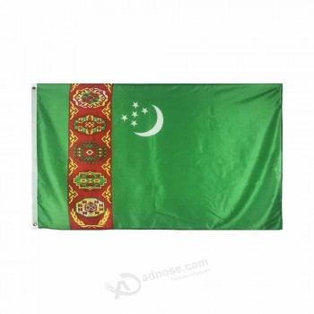 serigrafía bandera de poliéster 3x5 FT bandera de turkmenistán