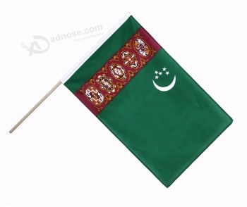 High quality Turkmenistan hand waving flag hand held flag pole holder