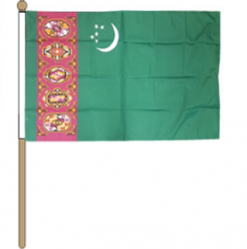 カスタムポリエステルミニ手トルクメニスタン国旗