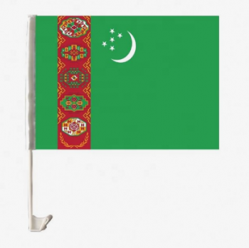 Knitted Polyester Mini Turkmenistan Flag For Car Window