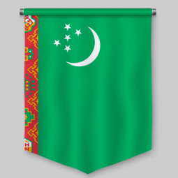 Indoor hanging polyester Turkmenistan pennant flag custom