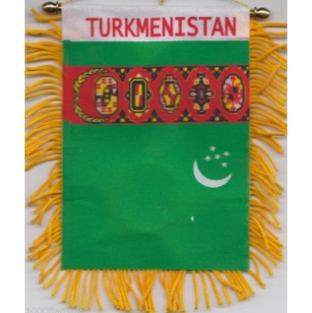 Polyester Turkménistan National voiture suspendu miroir drapeau