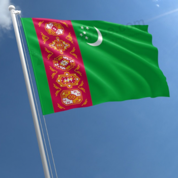 Polyester 3x5ft imprimé drapeau national du Turkménistan