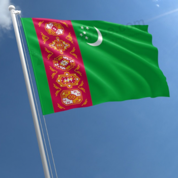 bandiera nazionale in poliestere stampato 3x5ft del turkmenistan